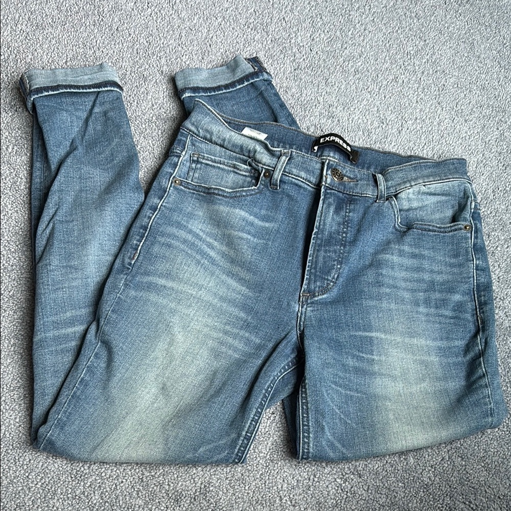 Express Blue Denim Jean Legging High Rise Size 8